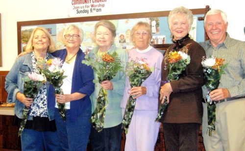 A new board and chairs have been elected to lead the Idyllwild Garden Club. This high-energy group will be working on some great programs for their monthly meetings, put on their annual Lilac Tea, Walk and Art show the end of April and will be seeking local gardens for a Garden Tour in June. Pictured, from left, are Treasurer Dianne Johnson, 2nd Vice President Toni Berthelotte, Secretary Bronwyn Jones, 1st VPs Antje Banks and Joy Allgeier, and President Gary Parton. Not shown were Emily Kelley and Marsha Freed, Hospitality; Suzie Bennett, Membership; Tricia Pilkington, Junior Garden; and Mike Feyder, Beautification. Photo by Marlene Pierce