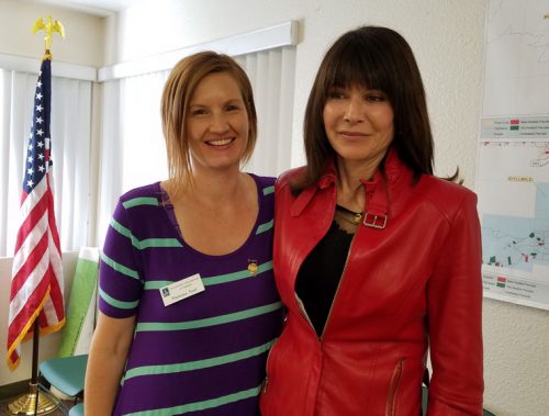 Soroptimist of Idyllwild President Theresa Teel (left) welcomed new member Michele Aubuchon to the club at the Oct. 5 business meeting. Photo by Diana Kurr