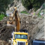 Heavy equipment moving materials through Idyllwild next two days