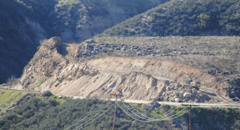 Highway 74 being repaired, hillsides less vertical