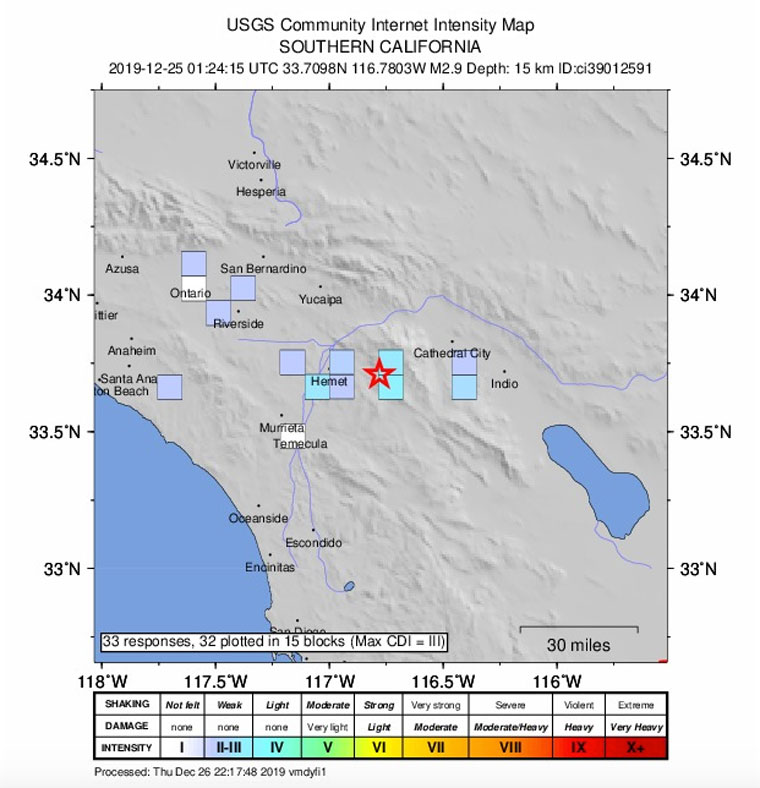 Christmas Eve quake jolts Hill