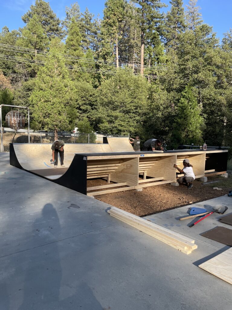 New skatepark half pipe installed