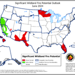Near term wildfire forecast remains below average