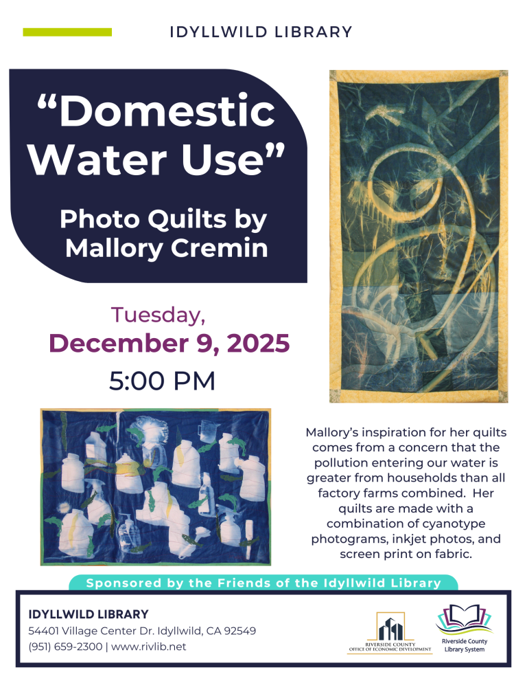 Artist Mallory Cremin brings photo quilts with watery theme to Idyllwild Library